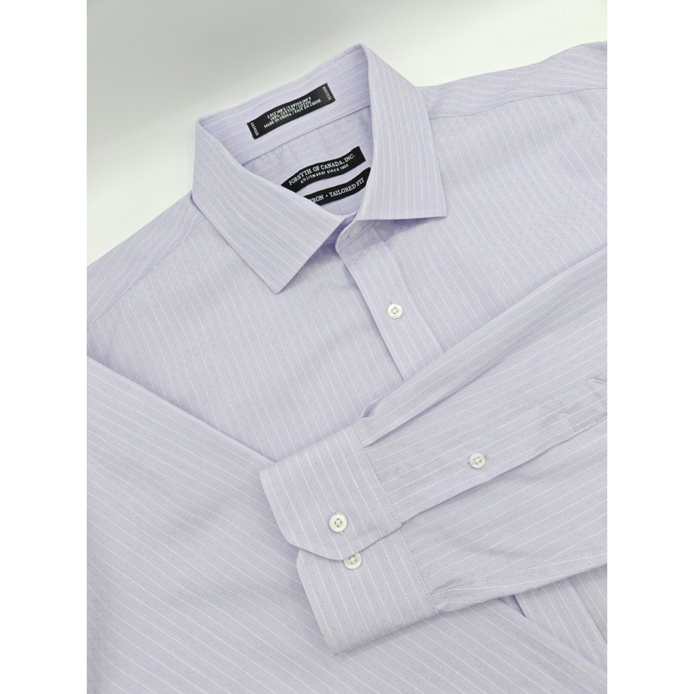 Forsyth of Canada Mens 17x37 Purple Stripe Tailored Fit Non Iron Dress Shirt